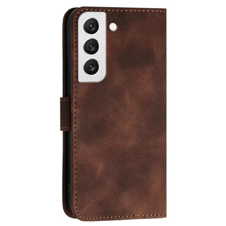 For Samsung Galaxy S22 5G YX0080 Grid Butterfly Embossed Pattern Flip Leather Phone Case with Lanyard