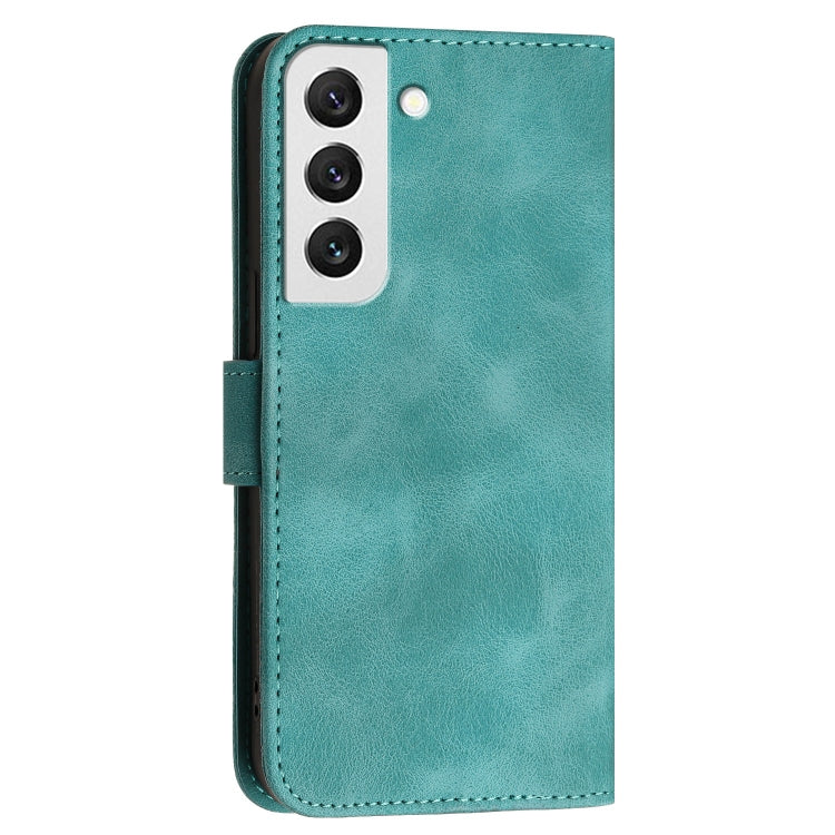 For Samsung Galaxy S22 5G YX0080 Grid Butterfly Embossed Pattern Flip Leather Phone Case with Lanyard