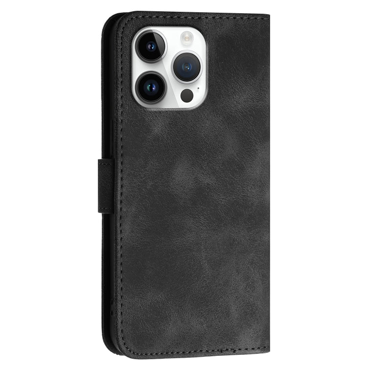 For iPhone 16 Pro Max YX0080 Grid Butterfly Embossed Pattern Flip Leather Phone Case with Lanyard