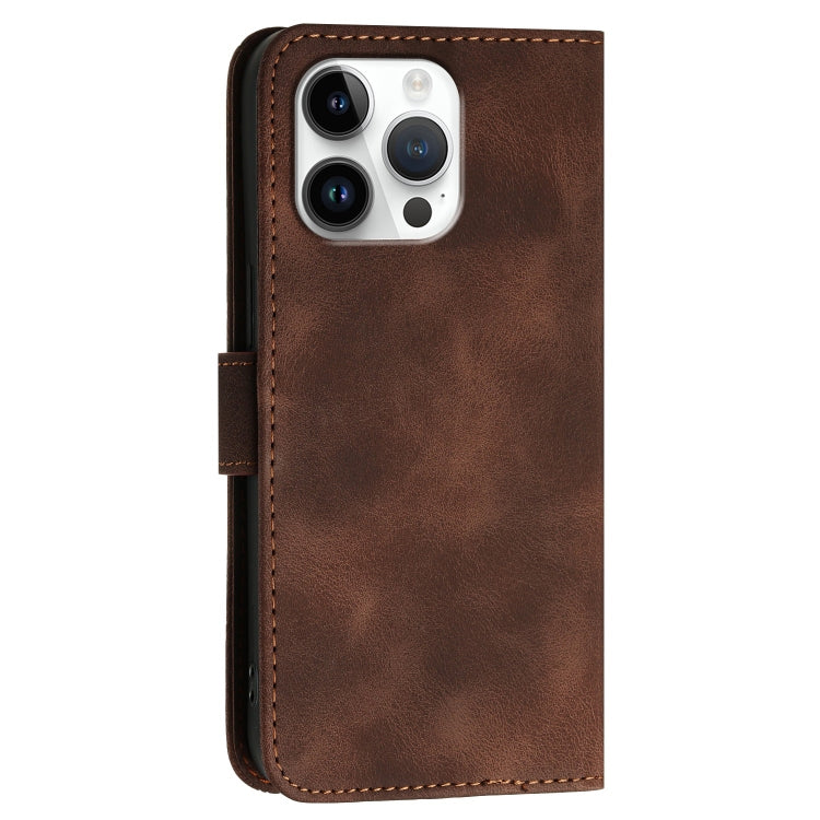 For iPhone 16 Pro Max YX0080 Grid Butterfly Embossed Pattern Flip Leather Phone Case with Lanyard