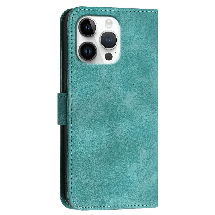 For iPhone 16 Pro Max YX0080 Grid Butterfly Embossed Pattern Flip Leather Phone Case with Lanyard