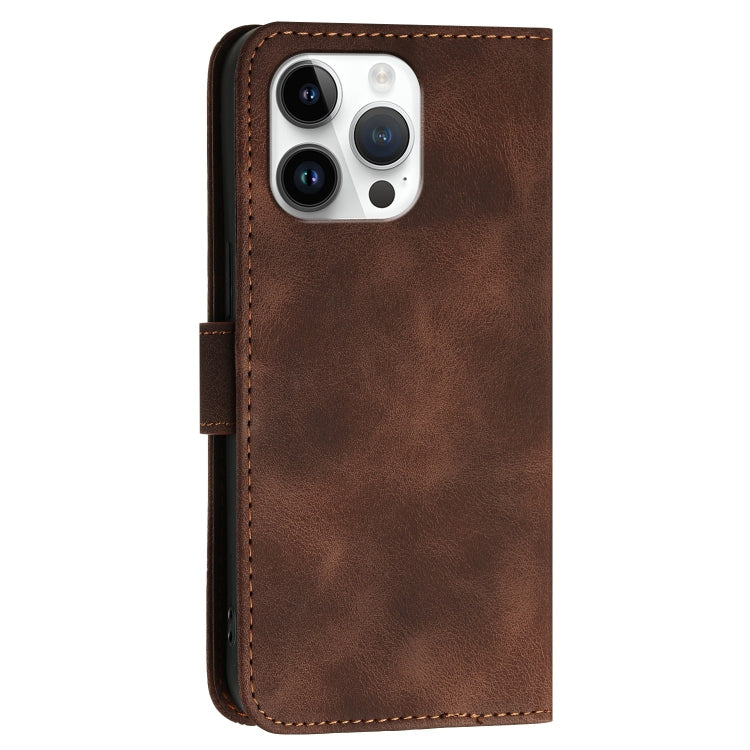 For iPhone 15 Pro Max YX0080 Grid Butterfly Embossed Pattern Flip Leather Phone Case with Lanyard