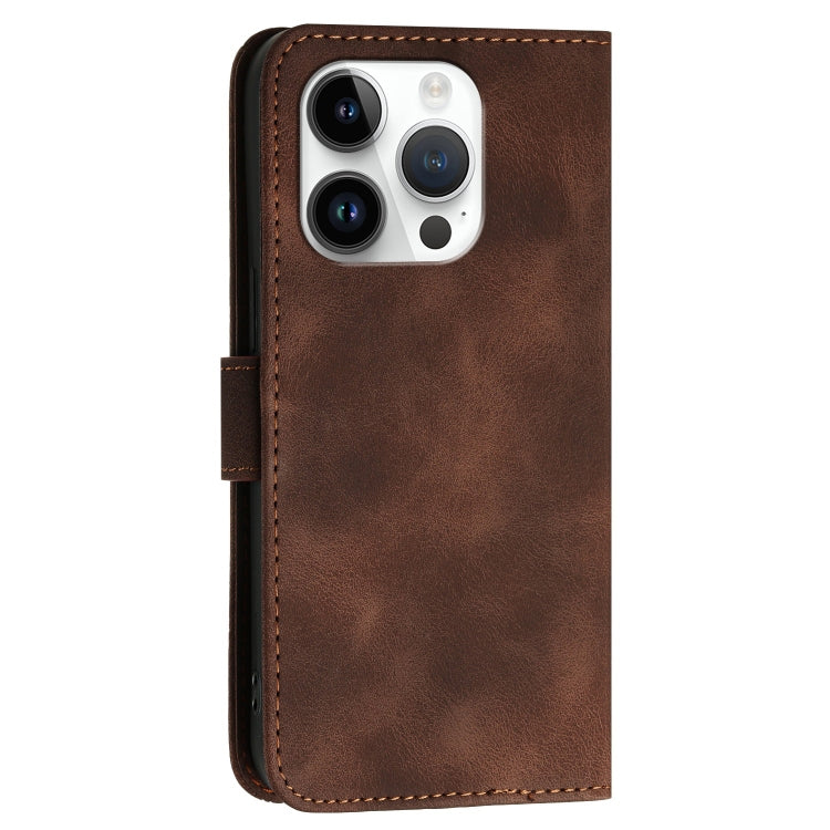 For iPhone 15 Pro YX0080 Grid Butterfly Embossed Pattern Flip Leather Phone Case with Lanyard