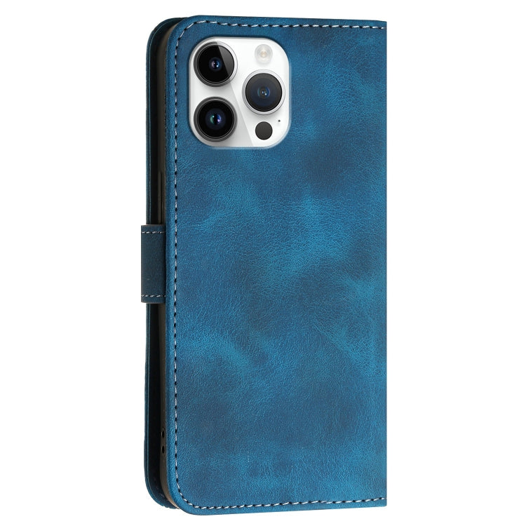 For iPhone 13 Pro Max YX0080 Grid Butterfly Embossed Pattern Flip Leather Phone Case with Lanyard