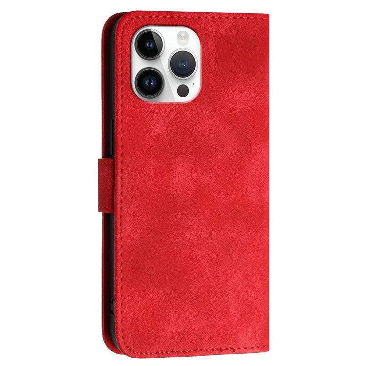 For iPhone 13 Pro Max YX0080 Grid Butterfly Embossed Pattern Flip Leather Phone Case with Lanyard