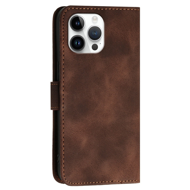 For iPhone 13 Pro Max YX0080 Grid Butterfly Embossed Pattern Flip Leather Phone Case with Lanyard