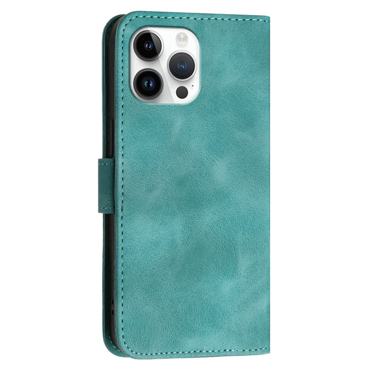 For iPhone 13 Pro Max YX0080 Grid Butterfly Embossed Pattern Flip Leather Phone Case with Lanyard