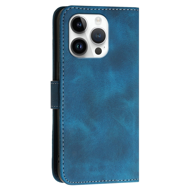 For iPhone 13 Pro YX0080 Grid Butterfly Embossed Pattern Flip Leather Phone Case with Lanyard