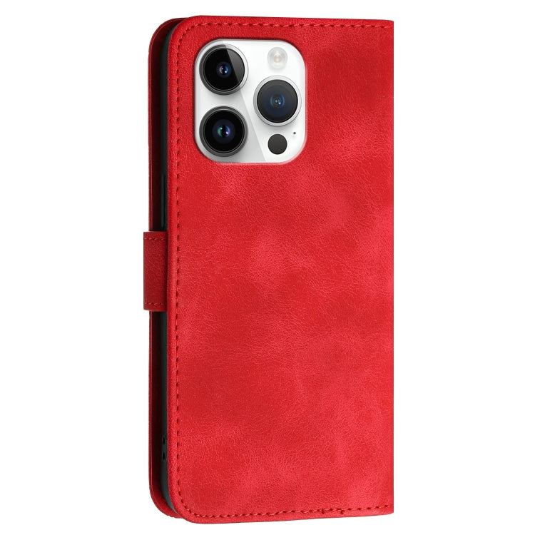For iPhone 13 Pro YX0080 Grid Butterfly Embossed Pattern Flip Leather Phone Case with Lanyard