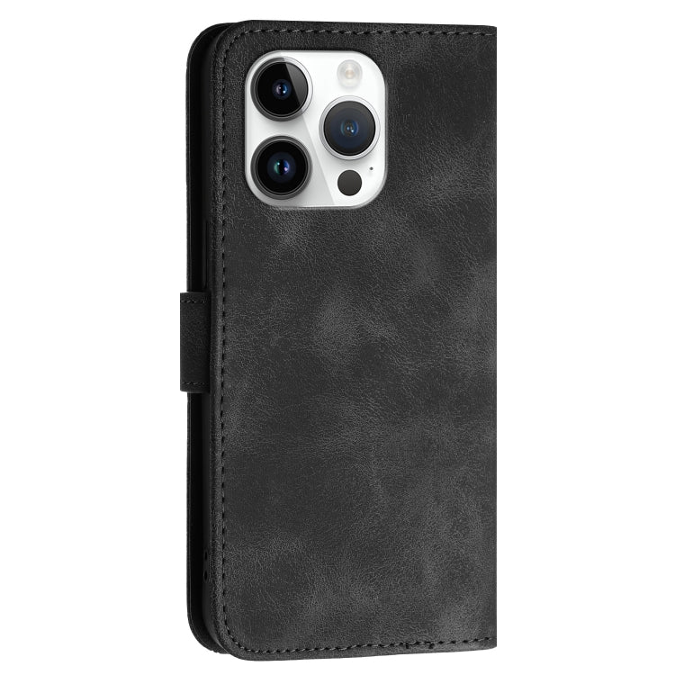 For iPhone 13 Pro YX0080 Grid Butterfly Embossed Pattern Flip Leather Phone Case with Lanyard