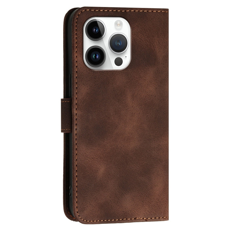 For iPhone 13 Pro YX0080 Grid Butterfly Embossed Pattern Flip Leather Phone Case with Lanyard