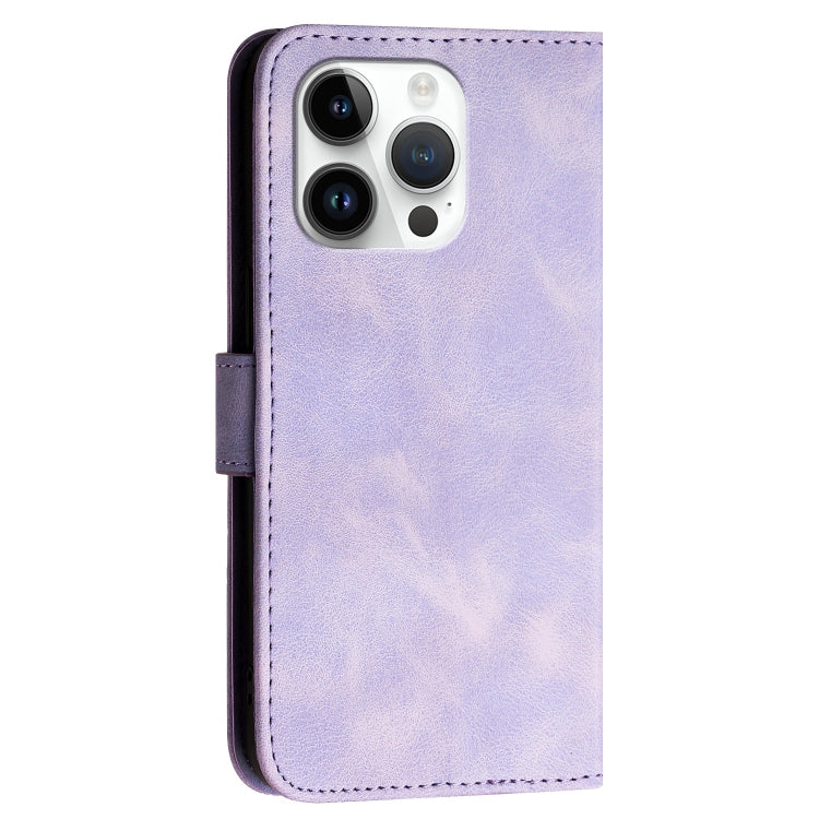 For iPhone 13 Pro YX0080 Grid Butterfly Embossed Pattern Flip Leather Phone Case with Lanyard