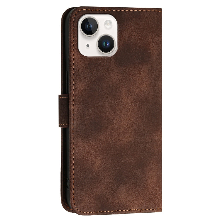 For iPhone 13 YX0080 Grid Butterfly Embossed Pattern Flip Leather Phone Case with Lanyard
