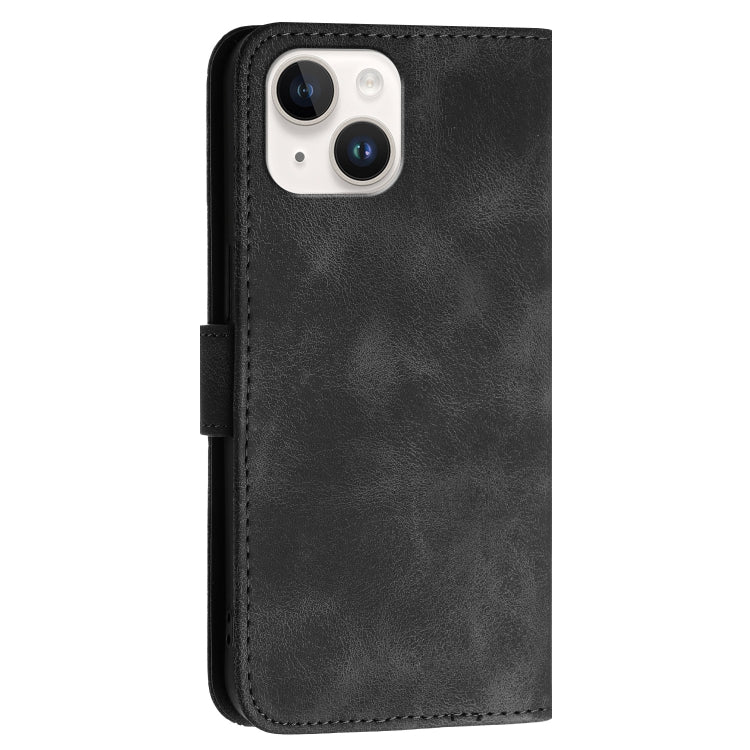 For iPhone 13 mini YX0080 Grid Butterfly Embossed Pattern Flip Leather Phone Case with Lanyard