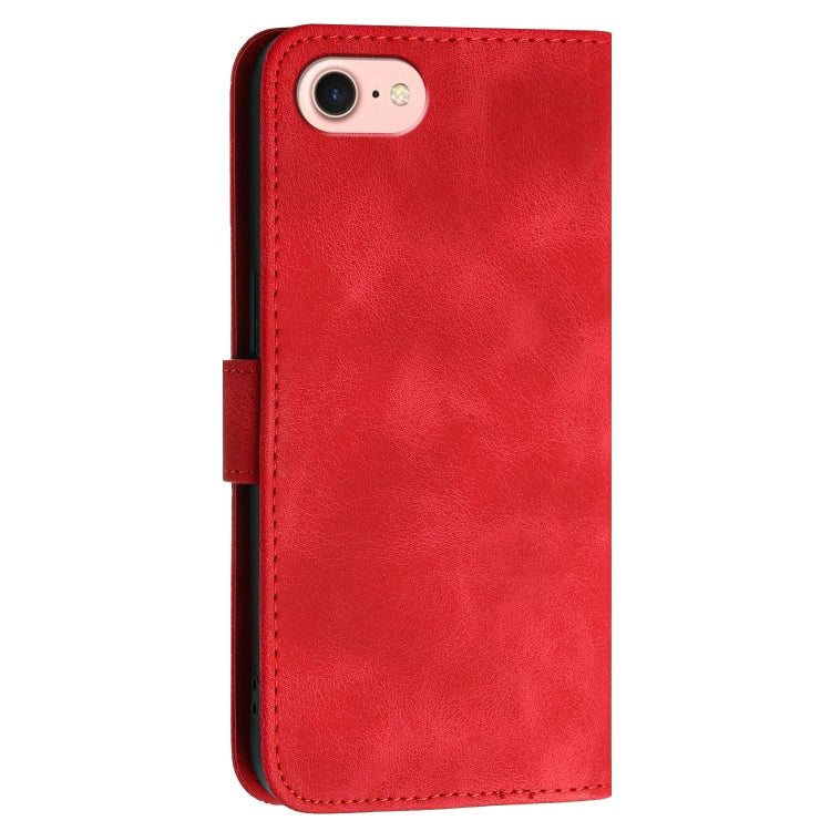 For iPhone 7 / 8 / SE 2022 YX0080 Grid Butterfly Embossed Pattern Flip Leather Phone Case with Lanyard