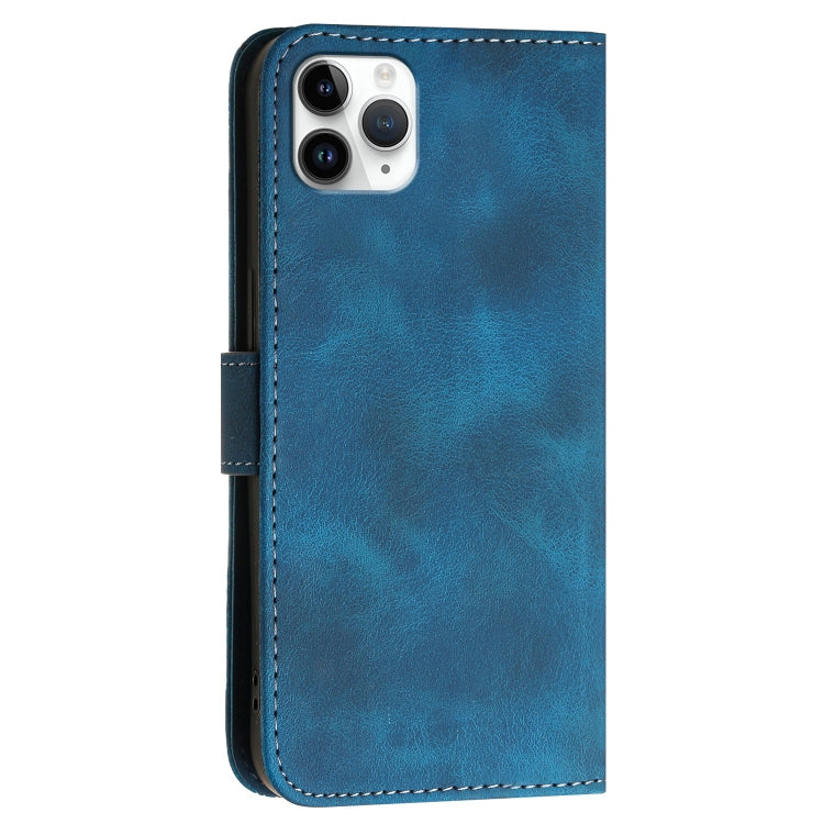 For iPhone 11 Pro Max YX0080 Grid Butterfly Embossed Pattern Flip Leather Phone Case with Lanyard