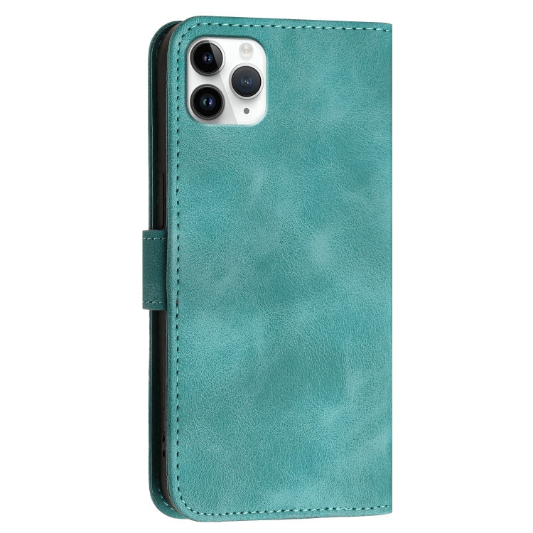 For iPhone 11 Pro Max YX0080 Grid Butterfly Embossed Pattern Flip Leather Phone Case with Lanyard