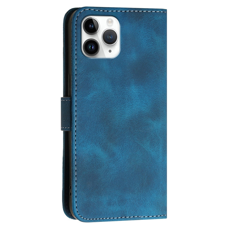 For iPhone 11 Pro YX0080 Grid Butterfly Embossed Pattern Flip Leather Phone Case with Lanyard