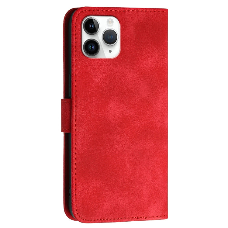 For iPhone 11 Pro YX0080 Grid Butterfly Embossed Pattern Flip Leather Phone Case with Lanyard