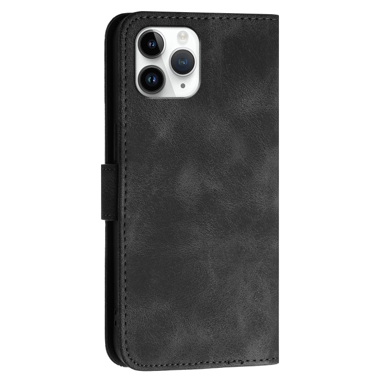 For iPhone 11 Pro YX0080 Grid Butterfly Embossed Pattern Flip Leather Phone Case with Lanyard