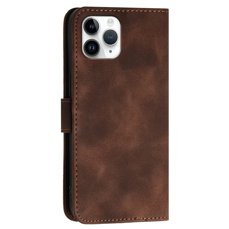 For iPhone 11 Pro YX0080 Grid Butterfly Embossed Pattern Flip Leather Phone Case with Lanyard