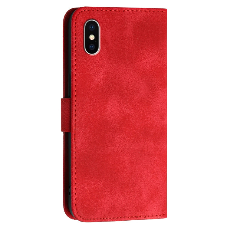 For iPhone XS / X YX0080 Grid Butterfly Embossed Pattern Flip Leather Phone Case with Lanyard
