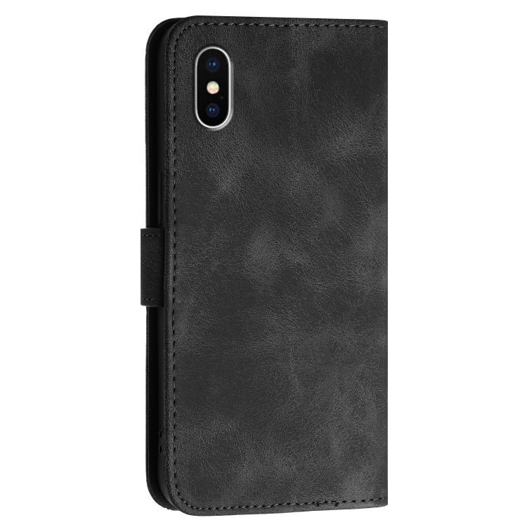For iPhone XS / X YX0080 Grid Butterfly Embossed Pattern Flip Leather Phone Case with Lanyard