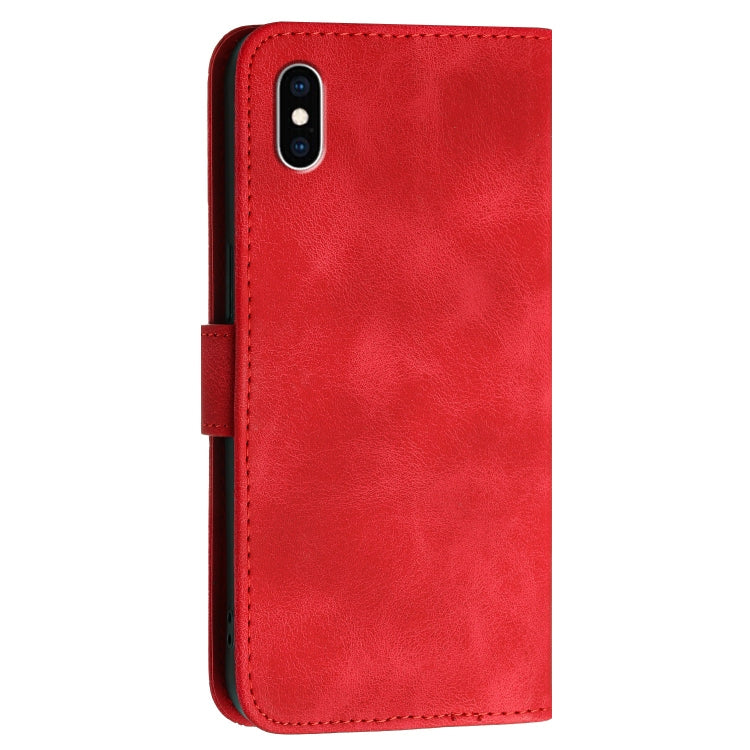 For iPhone XS Max YX0080 Grid Butterfly Embossed Pattern Flip Leather Phone Case with Lanyard