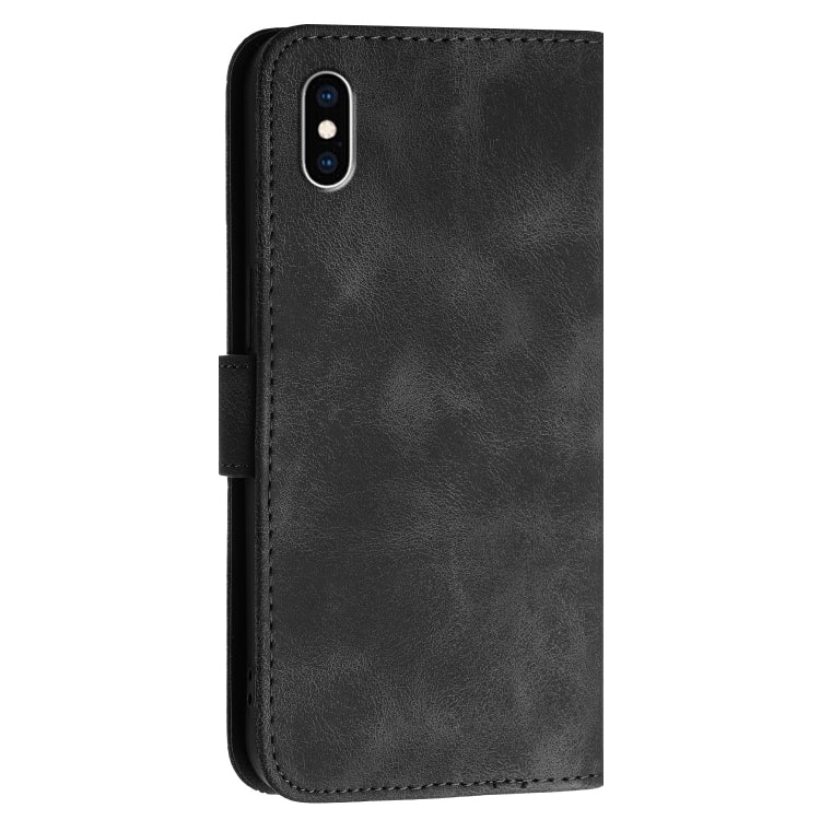 For iPhone XS Max YX0080 Grid Butterfly Embossed Pattern Flip Leather Phone Case with Lanyard