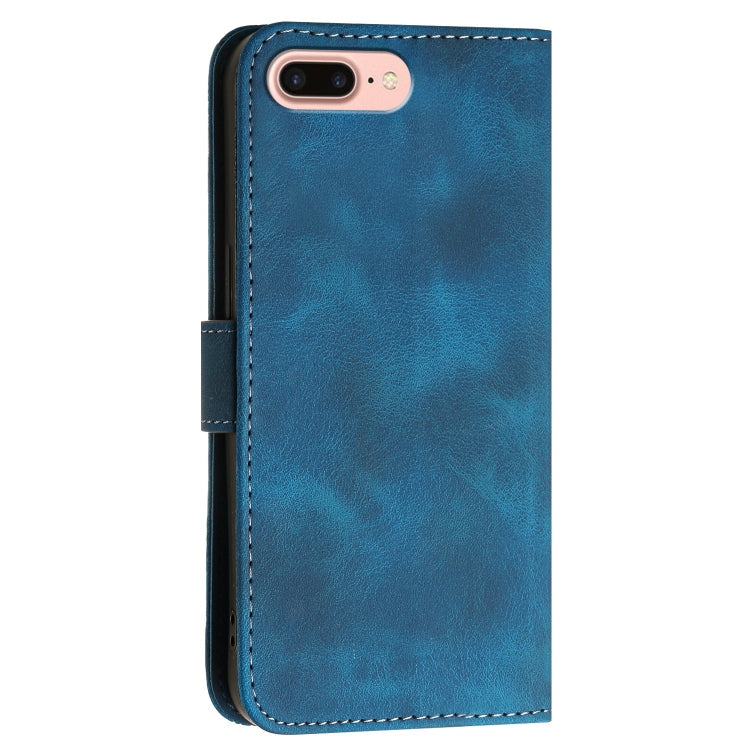 For iPhone 8 Plus / 7 Plus YX0080 Grid Butterfly Embossed Pattern Flip Leather Phone Case with Lanyard
