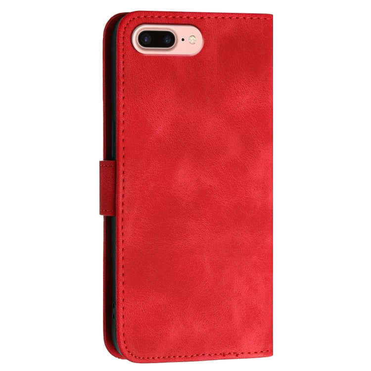 For iPhone 8 Plus / 7 Plus YX0080 Grid Butterfly Embossed Pattern Flip Leather Phone Case with Lanyard