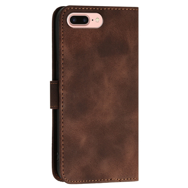 For iPhone 8 Plus / 7 Plus YX0080 Grid Butterfly Embossed Pattern Flip Leather Phone Case with Lanyard
