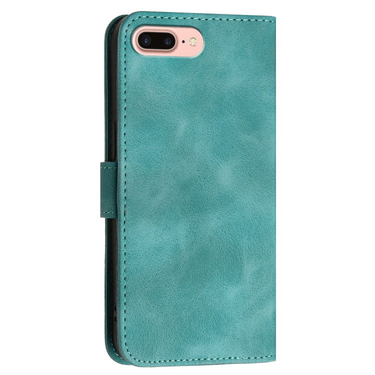 For iPhone 8 Plus / 7 Plus YX0080 Grid Butterfly Embossed Pattern Flip Leather Phone Case with Lanyard