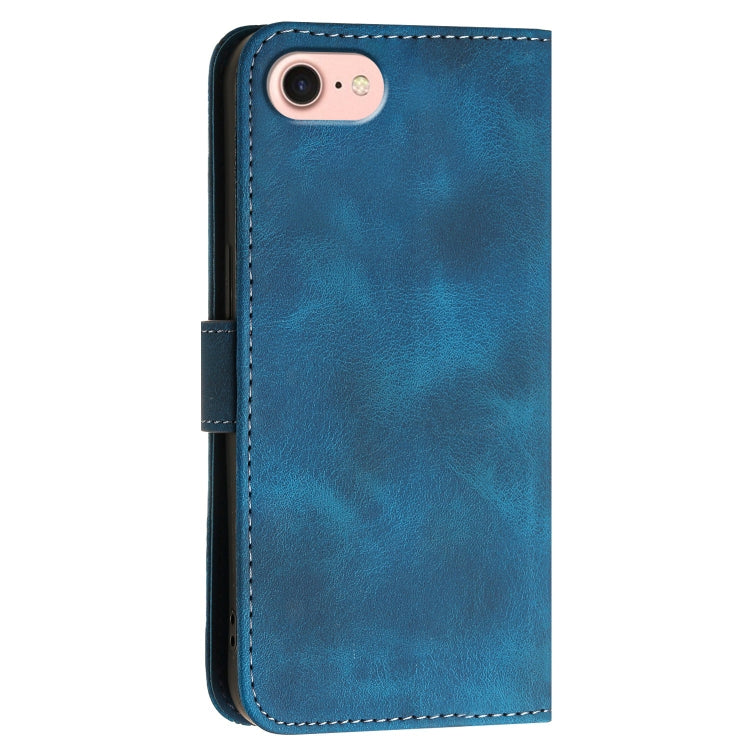 For iPhone 17e / 16e YX0080 Grid Butterfly Embossed Pattern Flip Leather Phone Case with Lanyard
