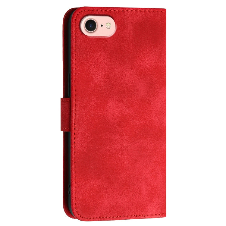 For iPhone 17e / 16e YX0080 Grid Butterfly Embossed Pattern Flip Leather Phone Case with Lanyard