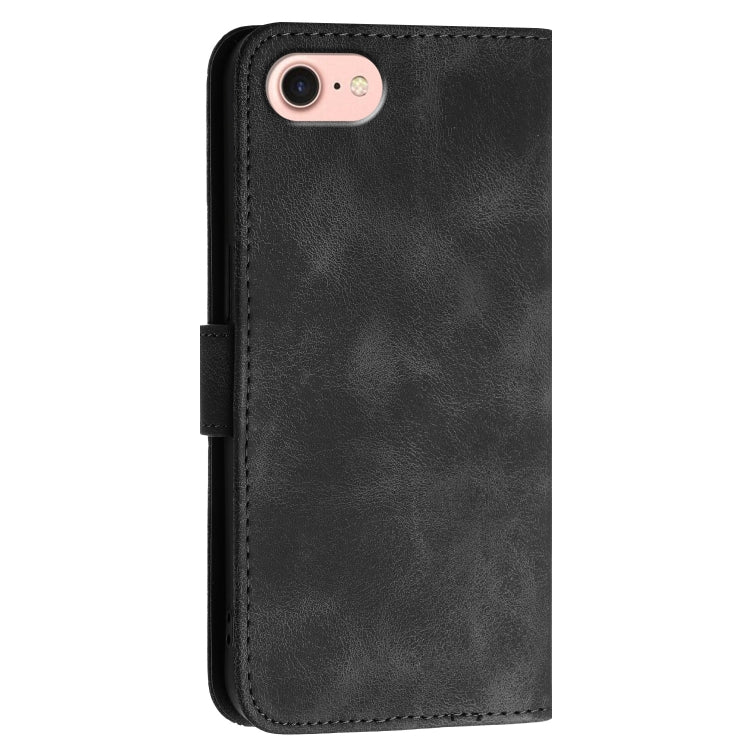 For iPhone 17e / 16e YX0080 Grid Butterfly Embossed Pattern Flip Leather Phone Case with Lanyard