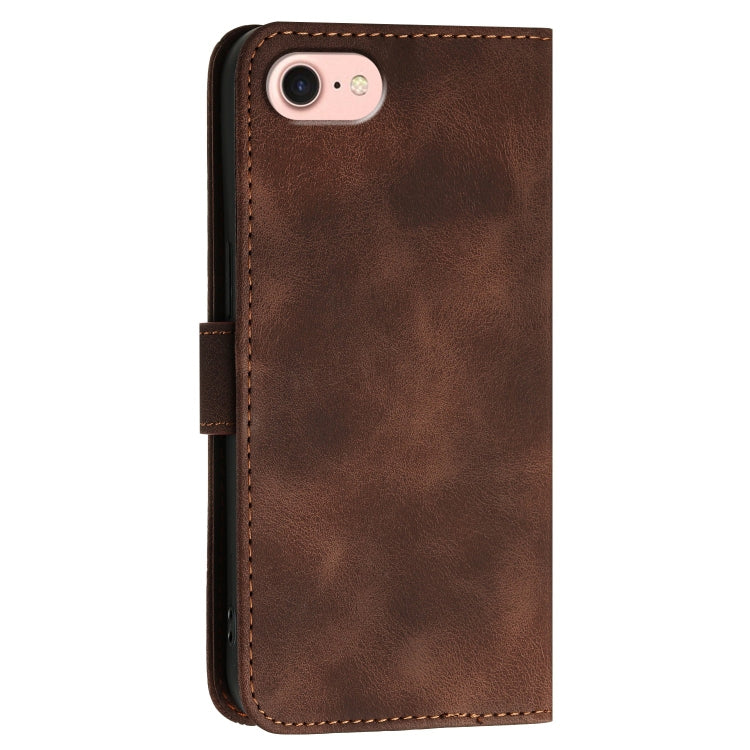 For iPhone 17e / 16e YX0080 Grid Butterfly Embossed Pattern Flip Leather Phone Case with Lanyard