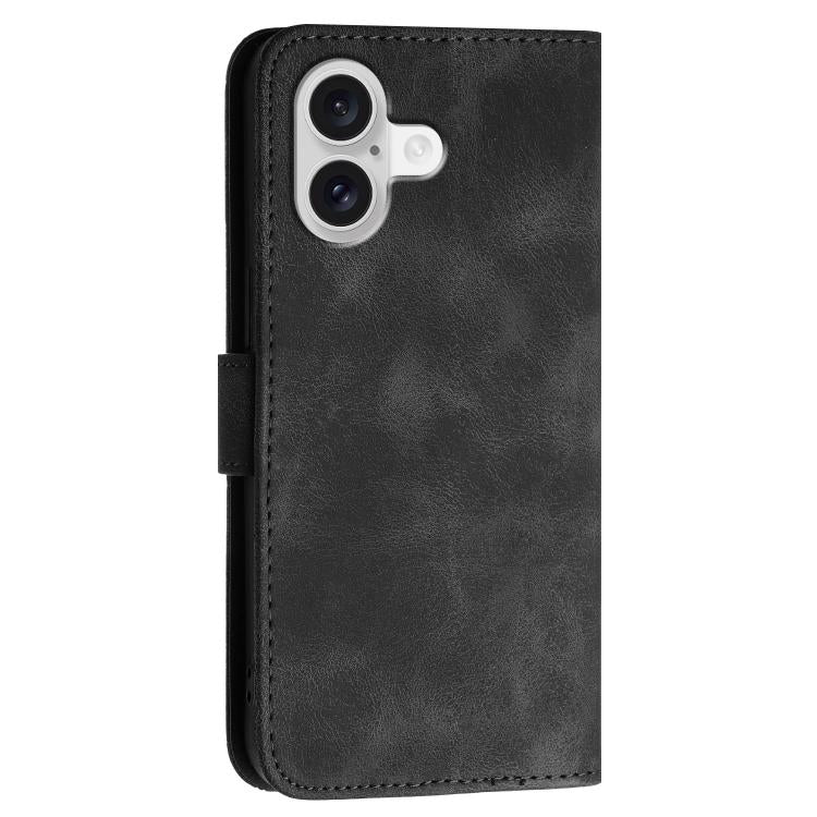 For iPhone 17 YX0080 Grid Butterfly Embossed Pattern Flip Leather Phone Case with Lanyard