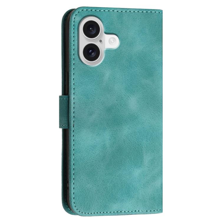 For iPhone 17 YX0080 Grid Butterfly Embossed Pattern Flip Leather Phone Case with Lanyard