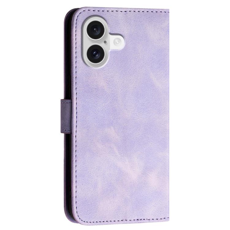 For iPhone 17 YX0080 Grid Butterfly Embossed Pattern Flip Leather Phone Case with Lanyard