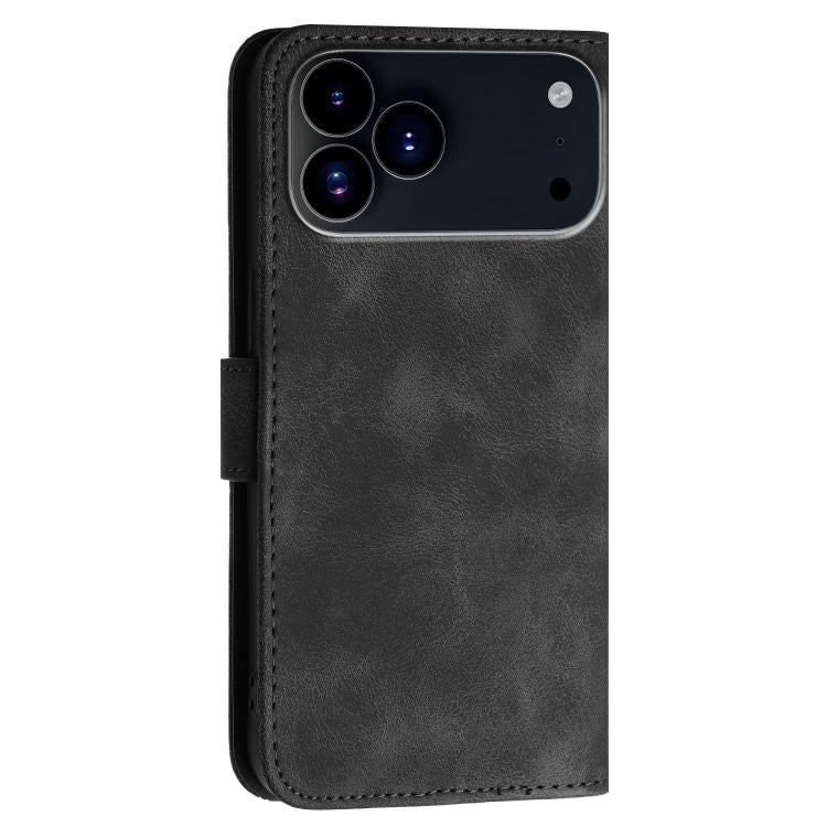 For iPhone 17 Pro Max YX0080 Grid Butterfly Embossed Pattern Flip Leather Phone Case with Lanyard