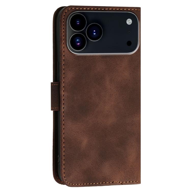 For iPhone 17 Pro Max YX0080 Grid Butterfly Embossed Pattern Flip Leather Phone Case with Lanyard