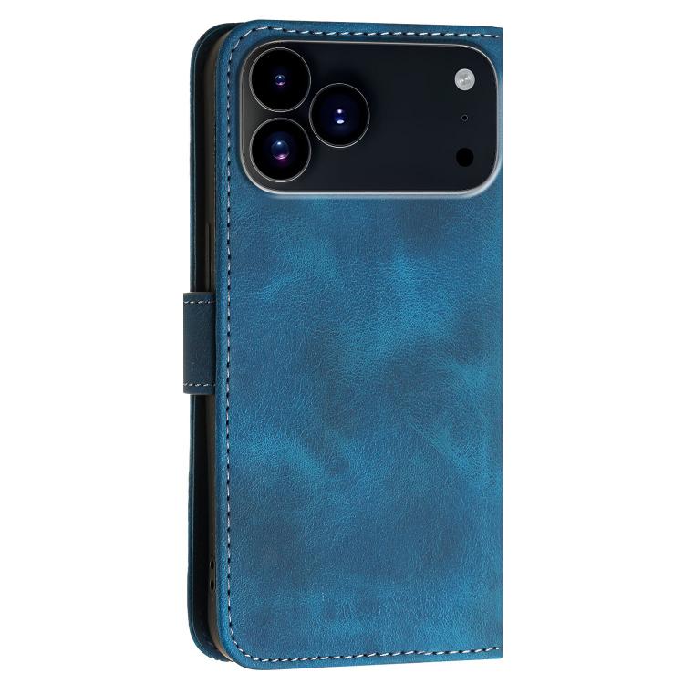 For iPhone 17 Pro YX0080 Grid Butterfly Embossed Pattern Flip Leather Phone Case with Lanyard