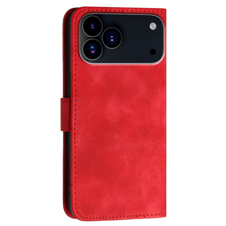 For iPhone 17 Pro YX0080 Grid Butterfly Embossed Pattern Flip Leather Phone Case with Lanyard