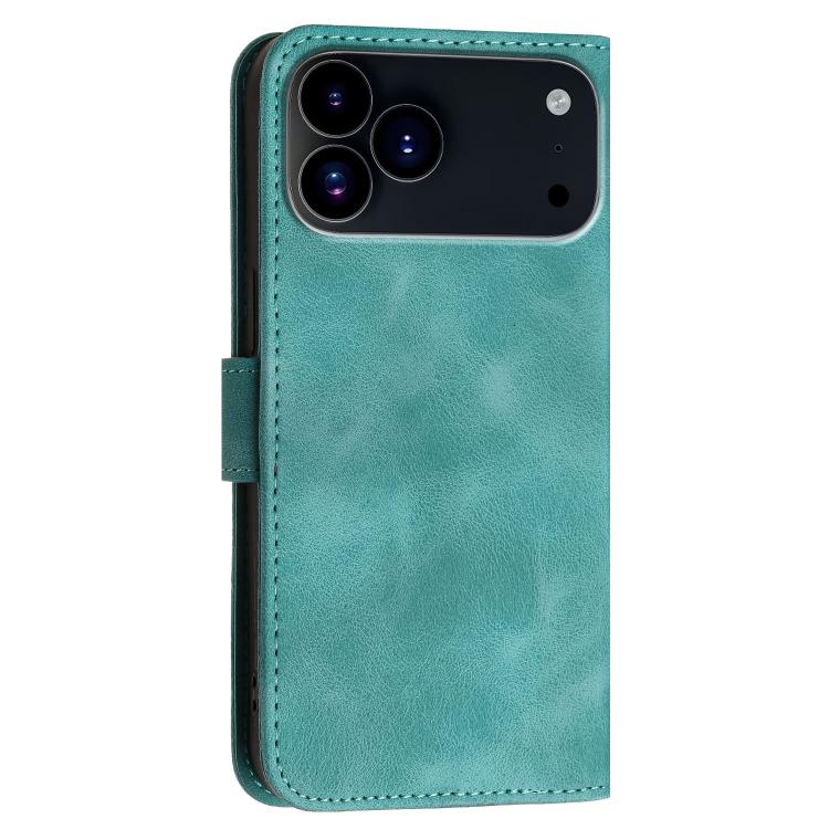 For iPhone 17 Pro YX0080 Grid Butterfly Embossed Pattern Flip Leather Phone Case with Lanyard