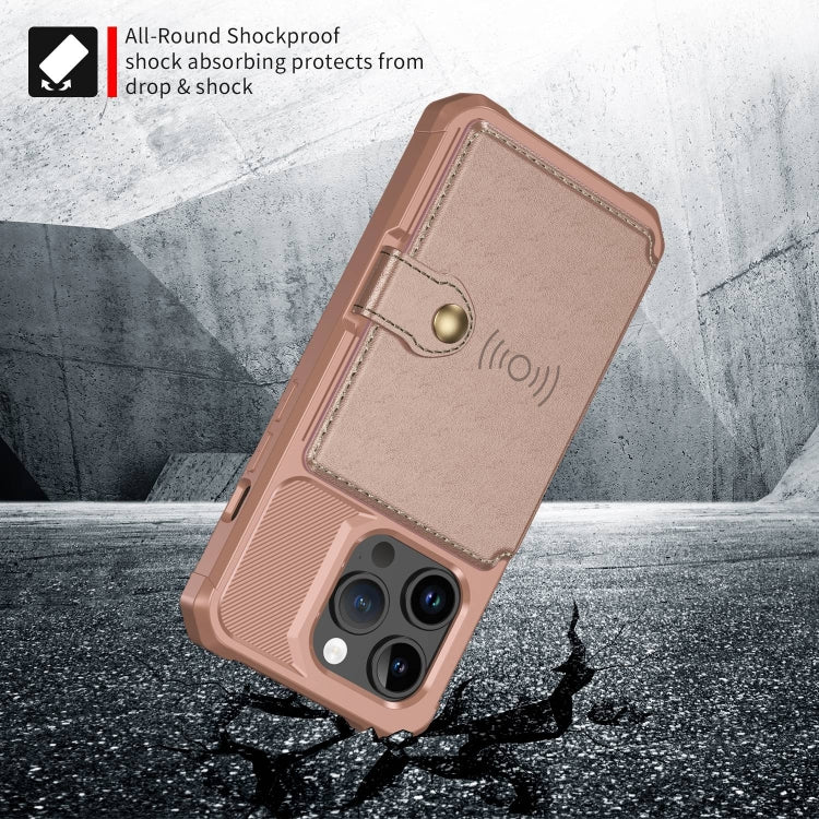For iPhone 15 Pro Max Magnetic Wallet Card Bag Leather Phone Case