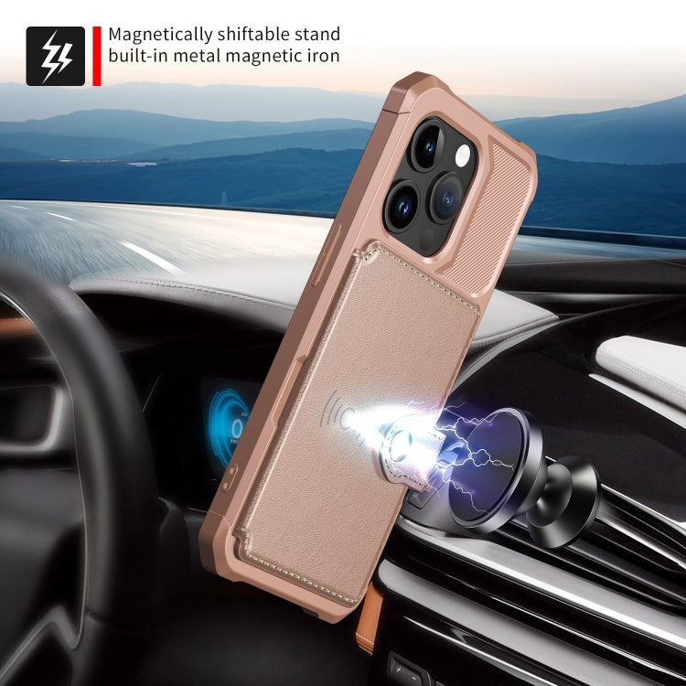 For iPhone 15 Pro Max Magnetic Wallet Card Bag Leather Phone Case