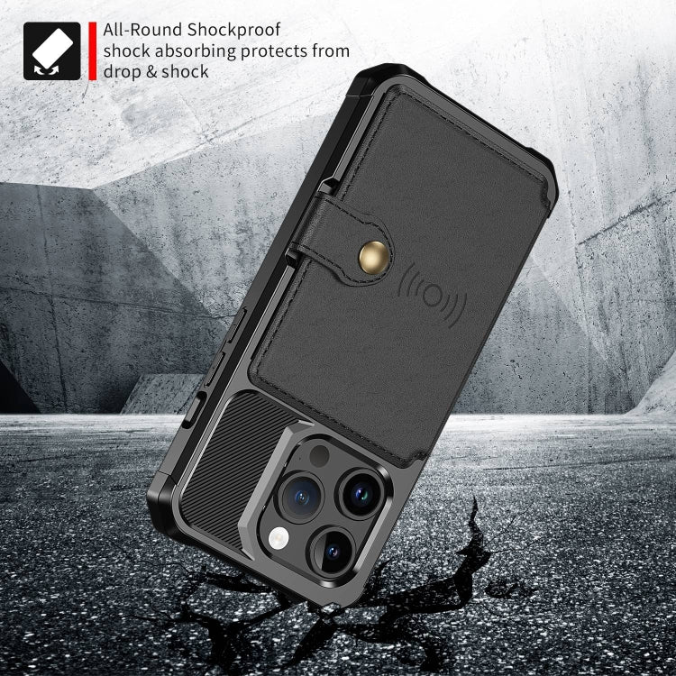 For iPhone 15 Pro Max Magnetic Wallet Card Bag Leather Phone Case