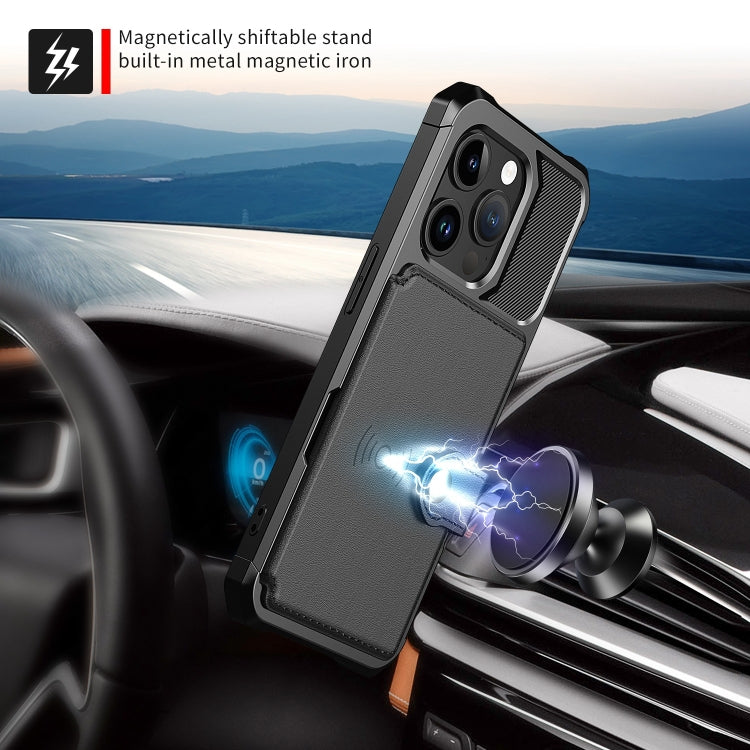 For iPhone 15 Pro Max Magnetic Wallet Card Bag Leather Phone Case