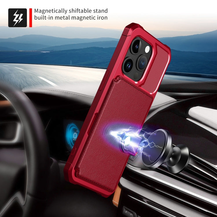 For iPhone 15 Pro Max Magnetic Wallet Card Bag Leather Phone Case